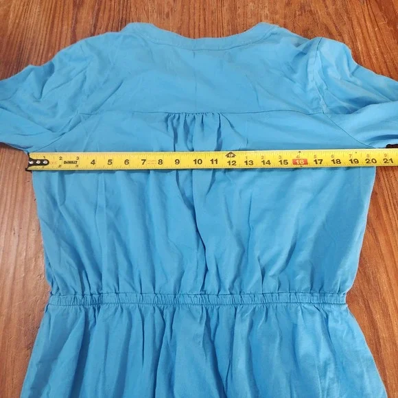 Lilly Pulitzer Womens Pima Cotton XL Blue V-Neck Long Sleeve Elastic Waist Dress - Picture 5 of 13